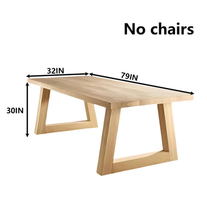 62"-78"Rustic Natural Wood Dining Table, Heavy Duty Rectangular Table