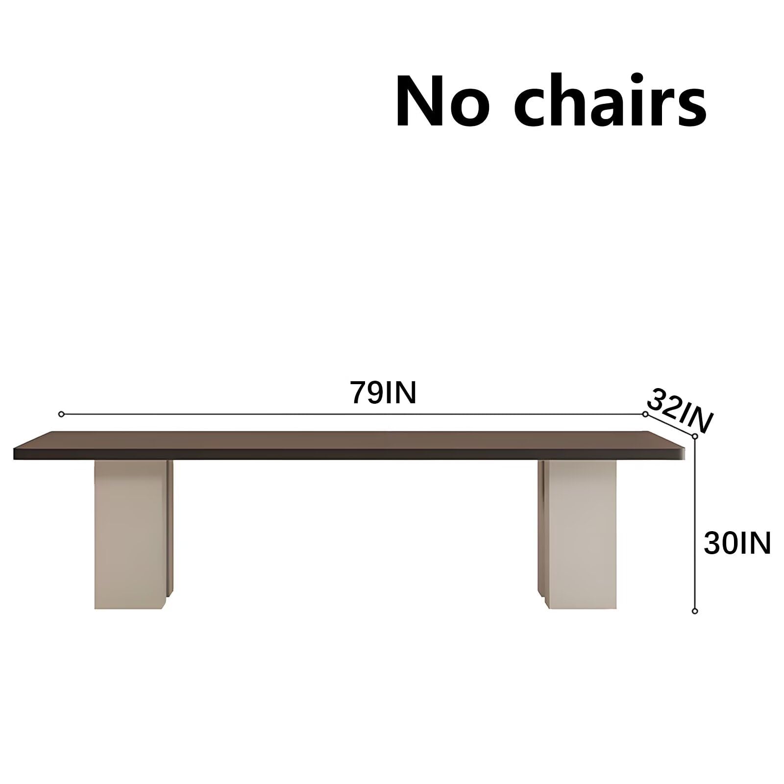 71"-79"Modern Minimalist Rectangular Dining Table, Matte Finish with Two-Tone Block Legs for 4-6 People