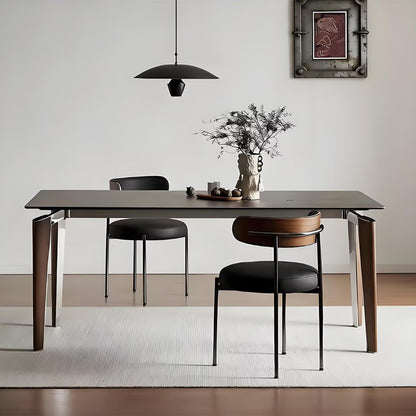 63"-79"Luxury Minimalist Dining Table, Rectangular Matte Finish Table with Unique Tapered Legs for Home