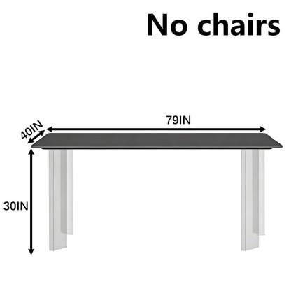63"-79"Modern Minimalist Dining Table, Black Rectangular Top with Clear Acrylic Legs for 4-6 People