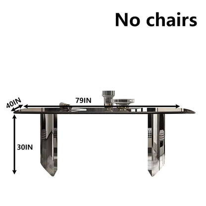 63"-79"Elegant Modern Dining Table, Rectangular Marble Top with Shiny Chrome Pedestal for Home