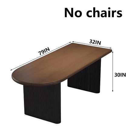 63"-79"Vintage Style Oval Wooden Dining Table, Mid-Century Walnut Kitchen Table for Dining & Living Room Use