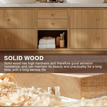 76” - 96” American Country Bathroom Vanity Includes Round Mirror & Solid Wood Cabinet