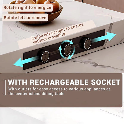 94" - 102" White Exquisite Kitchen Island Includes Brown Panel with Handle (No Chair)