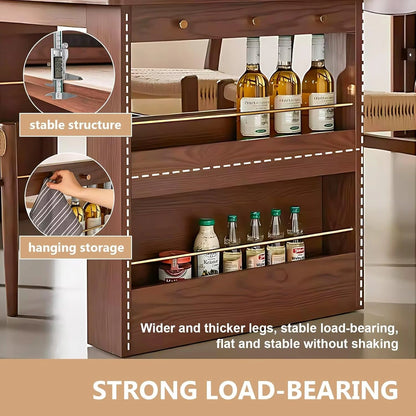 50” - 66” Modern Luxury Kitchen Island Includes Sliding Rail Socket (No Chair)