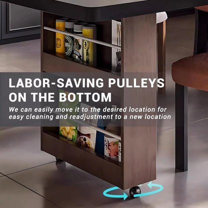 39” - 63” Black Simple Kitchen Island with Unique Pattern Countertop (No Chair)