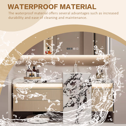 52"-72" Freestanding Bathroom Vanity With Single Sink And Smart Led Mirror