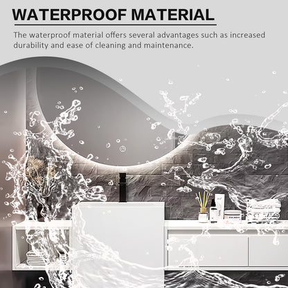 56"- 72" Freestanding Single Ceramic Sink With Round Smart Led Mirror