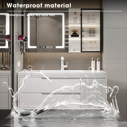 36"- 48" Floating Bathroom Vanity Set with Sink and Defogging Lighting Mirror