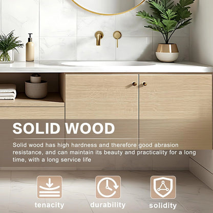 72” - 88” Modern Minimalist Bathroom Vanity with Open Storage Rack & Symmetrical Cabinet