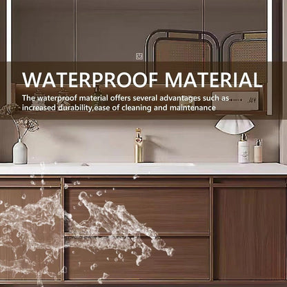 56” - 68” Retro Log Bathroom Vanity with Hidden Handle & LED Smart Defog Mirror