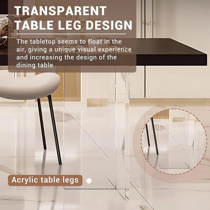 92” - 100” Modern Elegant Kitchen Island Includes Transparent Table Legs with Mood Light (No Chair)