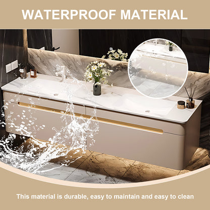 60"- 78" Modern Double Sink Bathroom Vanity Set with Smart Defogging Mirror