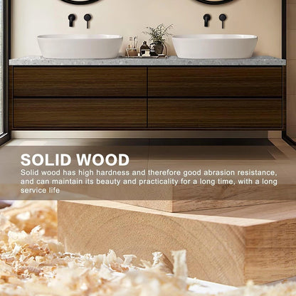 60” -78” Dark Wood Bathroom Vanity Includes Symmetrical Locker Design & Double Sinks