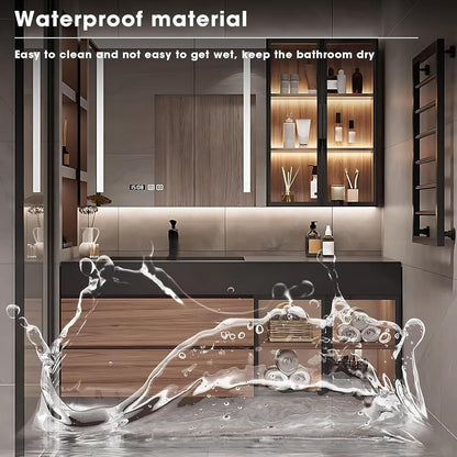 60” Brown Bathroom Vanity IMarble Slate Sink & Additional Side Cabinets