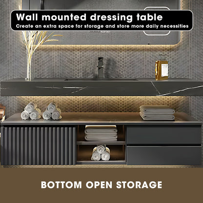 36"- 56" Lighting Bathroom Vanity Set with Single Sink and LED Mirror