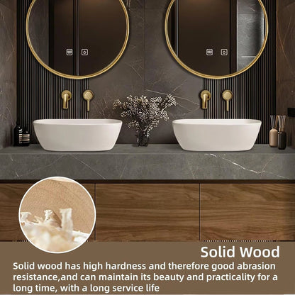 60” - 80” Wood Grain Bathroom Vanity with Double Sink Design