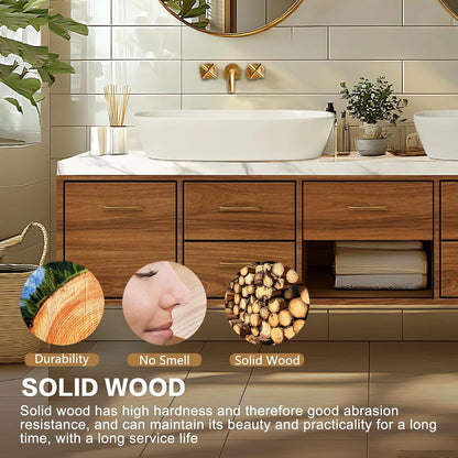 68” - 92” Modern Log Bathroom Vanity Includes Patterned Countertop