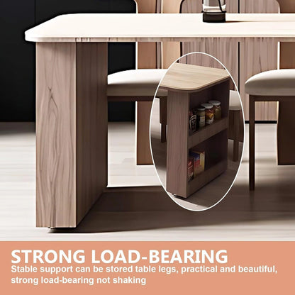 96” Unique Cozy Kitchen Island Includes Open Shelf & Rotatable Tabletop (No Chair)