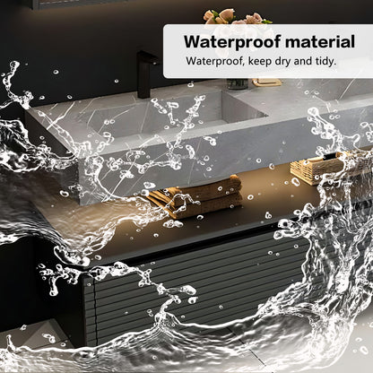 52"- 78"  Open Storage Floating Double Sink And Faucet With LED Smart Mirror
