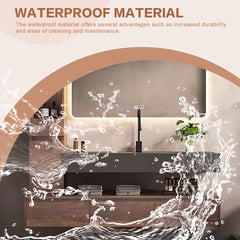 52"-72" Solid wood black basin bath vanity multi drawers big smart mirror