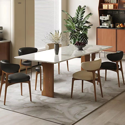 55” - 71” White Dining Table with Light Colored Elegant Textured Countertop (No Chair)