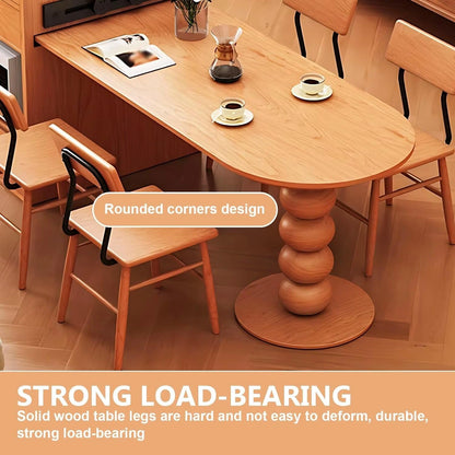 75” - 81” Unique Log Kitchen Island Includes Shaped Table Leg Design (No Chair)