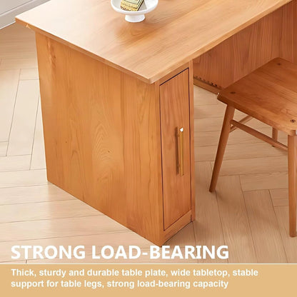 51” - 71” American Country Kitchen Island with Retractable Dining Table (No Chair)