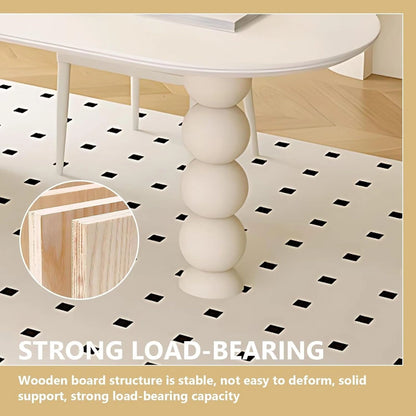 65” - 73” White Simple Kitchen Island with Various Storage Spaces & Slide Rail Socket (No Chair)