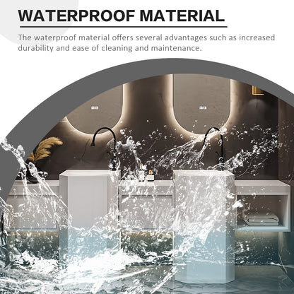 72"- 100" Bathroom Vanity With Oval Smart Mirror  and Double Sink