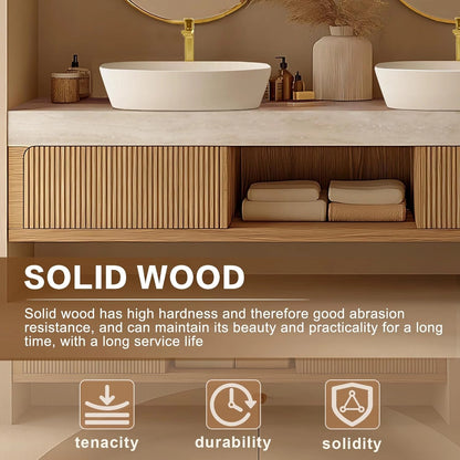 64” - 96” Elegant Exquisite Bathroom Vanity Includes Striped Cabinet