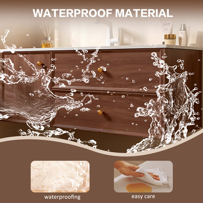 40"-64" Bath vanity solid wood waterproof with cabinet drawer smart mirror and intergrated basin