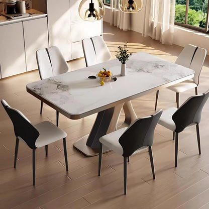 55” - 71” Simple Dining Table with Brushed Stainless Steel Base (No Chair)
