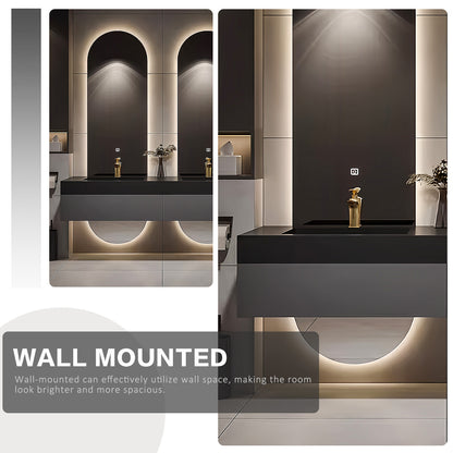 36''-52'' Wall Mount With LED Light And Oval Mirror And Grey Countertop With Single Sink