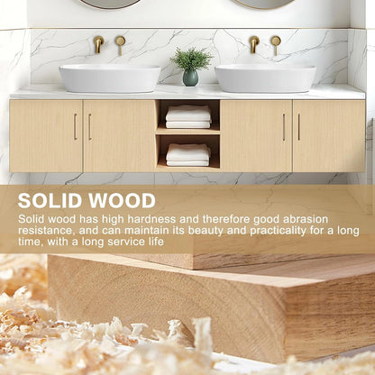 60” - 84” Simple Log Bathroom Vanity with Above Counter Sinks & White Countertop
