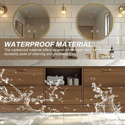 68” – 96“ Simple Freestanding Bathroom Vanity with Rock Slab Integrated Sinks