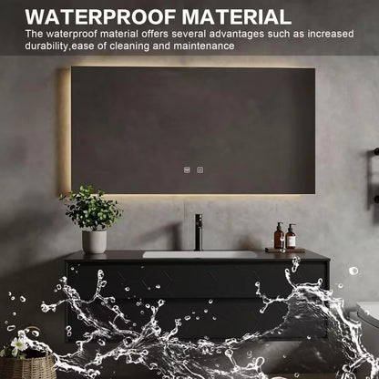 40” - 64” Black Simple Bathroom Vanity Includes Geometric Texture Cabinet