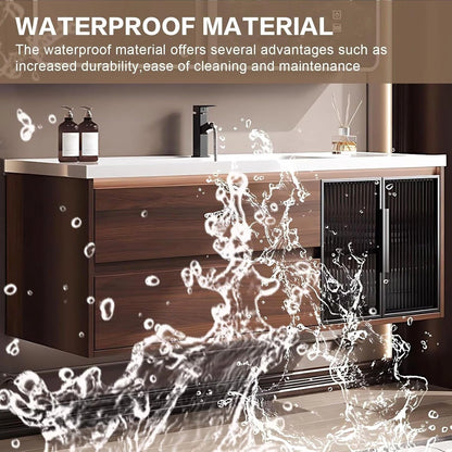 40” – 48” Medieval Bathroom Vanity Includes Striped Embossed Glass Door Cabinet