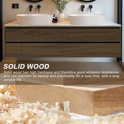 60” - 78” Exquisite Floating Bathroom Vanity Includes Brown Log Cabinet & Irregular Mirror