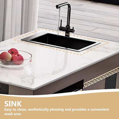 87” - 95” Chinese Classic Kitchen Island Includes Chinese Classical Design & Rail Socket (No Chair)