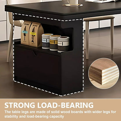 67” - 75” Modern Simple Kitchen Island Includes Striped Glass Cabinet Door (No Chair)