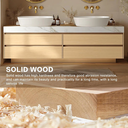 60” – 96” Exquisite Floating Bathroom Vanity Includes Above Counter Sinks & Irregular Mirror