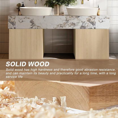 60” - 78” Modern Simple Bathroom Vanity Includes Open Storage Space & Solid Wooden Base