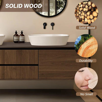 60” - 78” Simple Bathroom Vanity with Double Sinks Includes Modern Wood Design