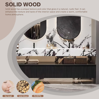 36"- 52" Wall Mounted Open Storage With Single Basin And Oval Smart Mirror