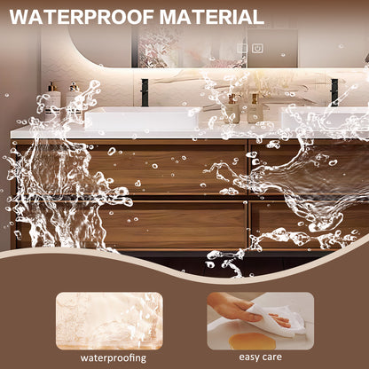 56"- 78" Floating Double Ceramic Sink With Led Lighting Smart Mirror