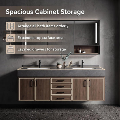 52‘’-110‘’ Luxurious Bathroom Vanity with Double Sinks Includes Wide Frame