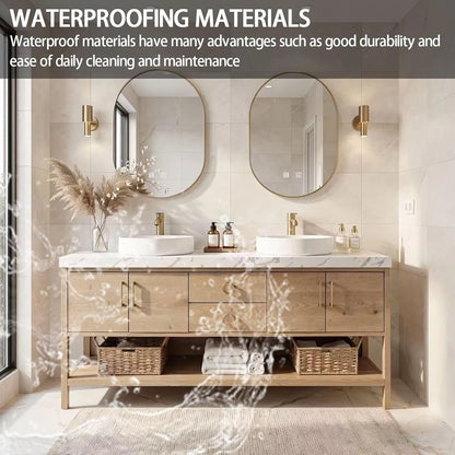 64” - 96” Simple Log Bathroom Vanity with Floor-Standing Log Wood Grain Cabinet