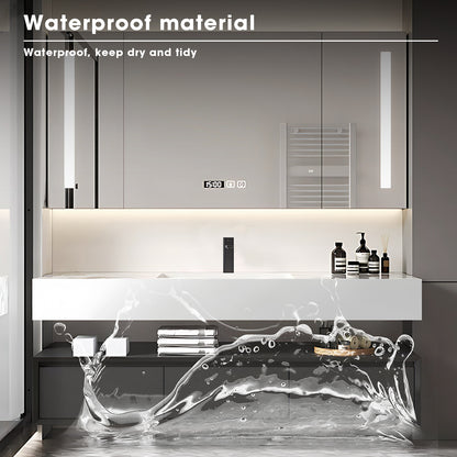 36"- 64" Wall Mounted Open storage Gray Bathroom Vanity with Single Sink &Mirror Cabinet