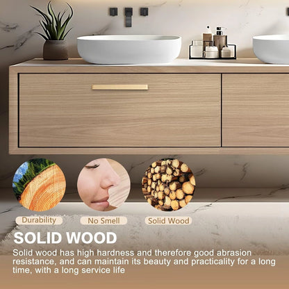 60” - 78” Minimalist Wood Bathroom Vanity Includes Large Storage Space